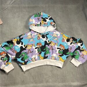 Rugrats Cartoon Print Crop Top Hoodie Teen Girl Large